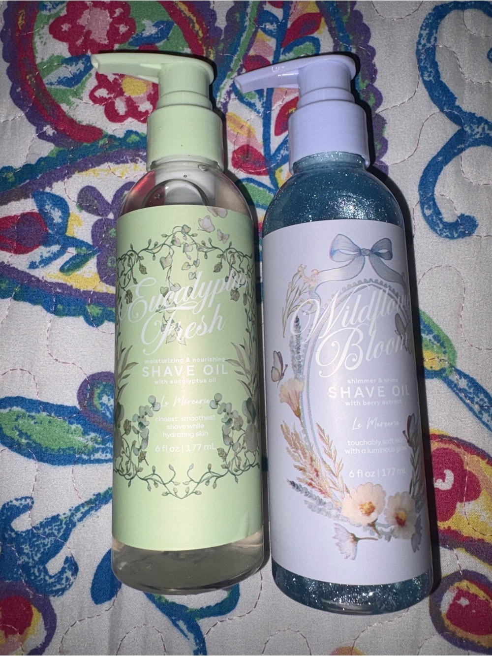 Swaying Fresh & Wildflower Bloom Shave Oil Duo - Green and Blue
